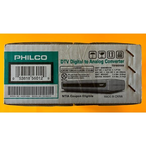 PHILCO DTV Digital to Analog TV Converter TB100HH9 - NEW IN BOX FACTORY SEALED - Picture 3 of 5